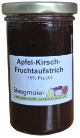 Apfel-Kirsch-Fruchtaufstrich, 75% Frucht, fruchtiger Brotaufstrich, Inhalt: 260g