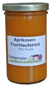 Aprikosen-Fruchtaufstrich, 75% Frucht, fruchtiger Brotaufstrich, Inhalt: 260g